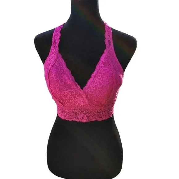 Soma Bralette Lace Racerback Medium Raspberry Color - Picture 4 of 7